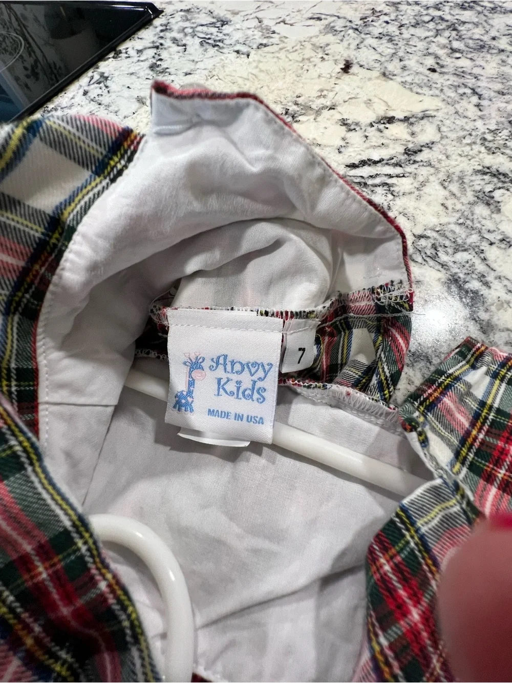 Girls Plaid Bow-Front Blouse in Red, Green & White
